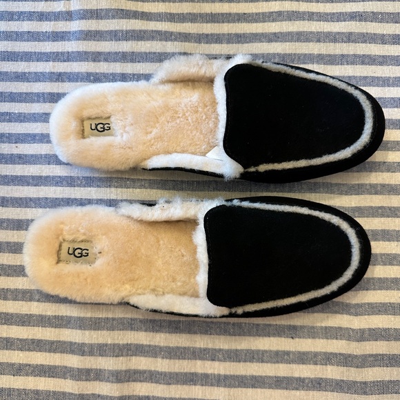 UGG Lane Black Suede Slippers - Picture 3 of 8